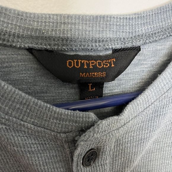 Outpost Maker Henley Mens Large Short Sleeve Gray Cotton W/ Buttons Logo NWOT - Picture 4 of 11